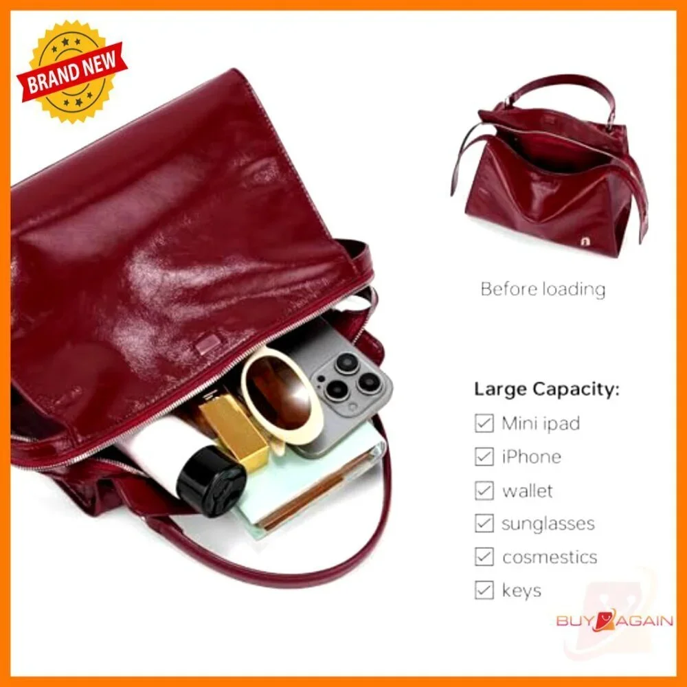 Small Leather Shoulder Bag Crossbody Purse with Top Handles